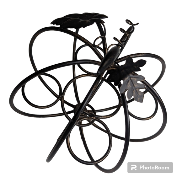 Pumpkin Candle Holder Decorative Metal Sculpture Black Bronze Fall Harvest Decor - Picture 2 of 12